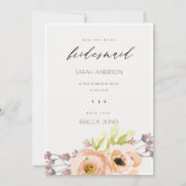 ROMANTISCHE PINK, PAARSE, BLAUWE BRIDESMAID KAART (Voorkant)