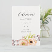 ROMANTISCHE PINK, PAARSE, BLAUWE BRIDESMAID KAART (Staand voorkant)