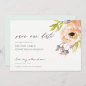 ROMANTISCHE PINK, PAARSE, BLAUWE VLOEREN DE DATUM  SAVE THE DATE (Voorkant / Achterkant)