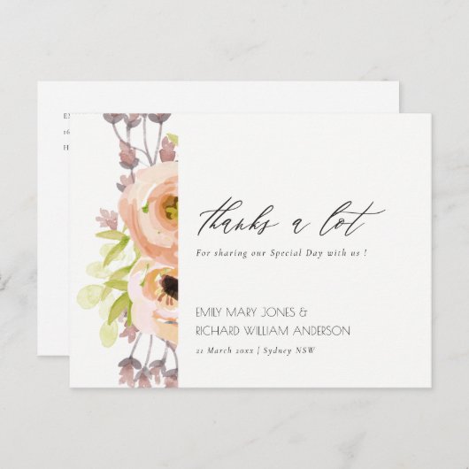 ROMANTISCHE PINK, PAARSE, BLAUWE VLOERINGEN DANK U BRIEFKAART (Voorkant / Achterkant)