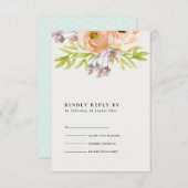 ROMANTISCHE PINK PEACH BLUSH OFF WHITE FLORAL RSVP (Voorkant / Achterkant)
