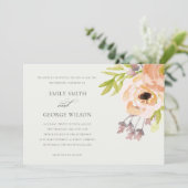 ROMANTISCHE PINK PEACH BLUSH OFF WHITE FLORAL WEDD KAART (Staand voorkant)