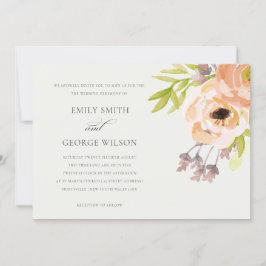 ROMANTISCHE PINK PEACH BLUSH OFF WHITE FLORAL WEDD KAART
