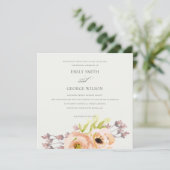 ROMANTISCHE PINK PEACH BLUSH OFF WHITE FLORAL WEDD KAART (Staand voorkant)