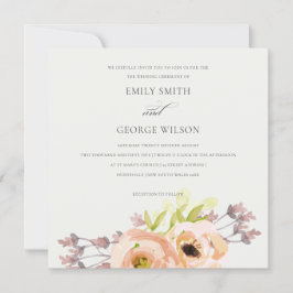 ROMANTISCHE PINK PEACH BLUSH OFF WHITE FLORAL WEDD KAART