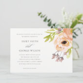 ROMANTISCHE PINK PEACH ZWARE ELEGANT FLORAL WEDING KAART (Staand voorkant)