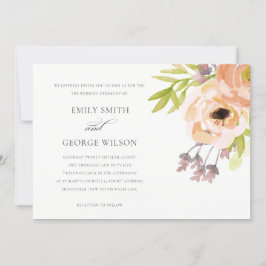 ROMANTISCHE PINK PEACH ZWARE ELEGANT FLORAL WEDING KAART