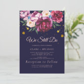 Romantische Pioen Bloemen | Blauwe Huwelijksbeloft Kaart (Staand voorkant)