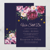 Romantische Pioen Bloemen | Blauwe Huwelijksbeloft Kaart (Voorkant / Achterkant)