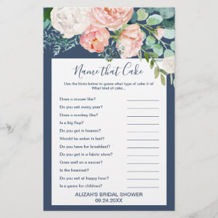 Romantische Pioen Bloemen   Blauwe Naam Die Taart  Flyer