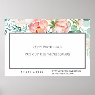 Romantische Pioen Bloemen Bruiloftsfoto Prop Frame Poster