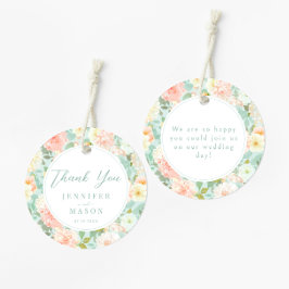 Romantische pioen bloemenbruiloft bedankt voor de bedankjes labels