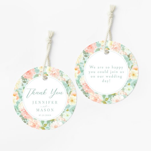 Romantische pioen bloemenbruiloft bedankt voor de bedankjes labels