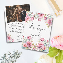Romantische pioen bruiloft bedankkaart