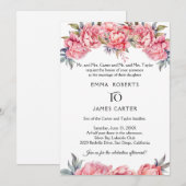 Romantische pioen bruiloft uitnodiging (Voorkant / Achterkant)