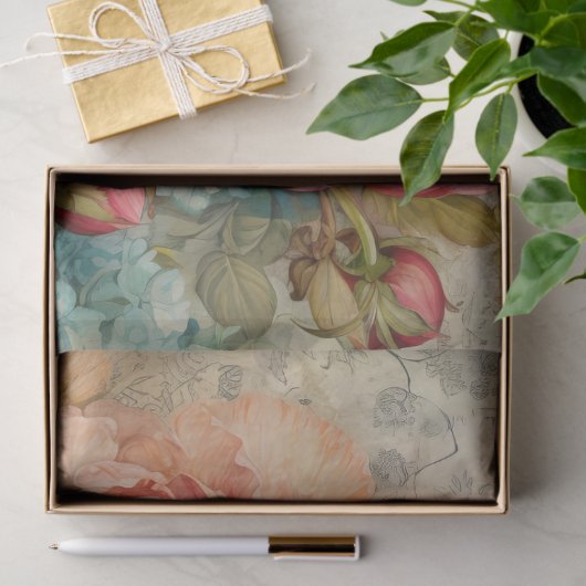 ROMANTISCHE  PIOEN DECOUPAGE TISSUEPAPIER (Geschenk)