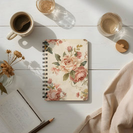 Romantische Pioen & Roos Antieke Tuin Notitieboek