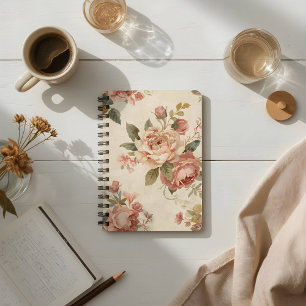 Romantische Pioen & Roos Antieke Tuin Notitieboek