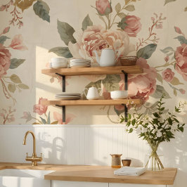 Romantische Pioen & Roos Vintage Tuin Behang