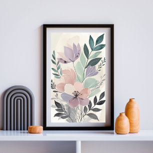 Romantische Pioen & Varens Waterverf Muurkunst IV Poster