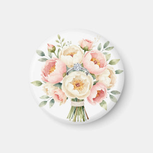 Romantische Pioenboeket met Diamanten Ring Magneet