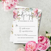 Romantische pioenen bruiloft RSVP Kaart