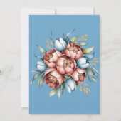 Romantische pioenen en tulpen bruiloft kaart (Achterkant)