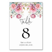 Romantische pioenen Trouwtafel Kaart (Achterkant)