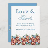 Romantische pioenen & tulpen bruiloft dank u kaart (Voorkant / Achterkant)