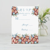 Romantische pioenen & tulpen bruiloft RSVP Kaarten (Staand voorkant)