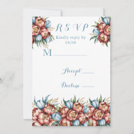 Romantische pioenen & tulpen bruiloft RSVP Kaarten