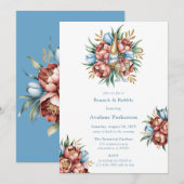 Romantische pioenen & tulpen brunch & bubble kaart (Voorkant / Achterkant)