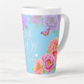 Romantische Pioenentuin Blauw Beste Moeder Latte Mok (Rechterhoek)