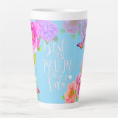 Romantische Pioenentuin Blauw Beste Moeder Latte Mok (Voorkant)