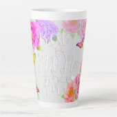 Romantische Pioenentuin Grijs Beste Moeder Latte Mok (Voorkant)