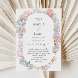 Romantische pioenroos Floral Wedding Ceremony Prog Kaart