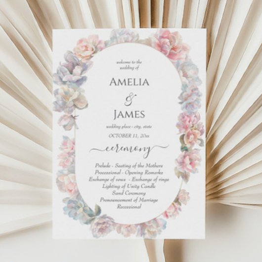 Romantische pioenroos Floral Wedding Ceremony Prog Kaart