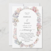 Romantische pioenroos Floral Wedding Ceremony Prog Kaart (Voorkant)