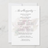 Romantische pioenroos Floral Wedding Ceremony Prog Kaart (Achterkant)