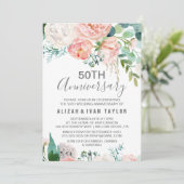 Romantische Pioenrozen 50ste Huwelijksverjaardag Kaart (Staand voorkant)