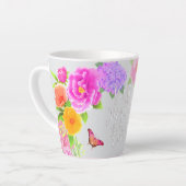 Romantische pioenrozen tuin beste moeder grijs latte mok (Linkerhoek)