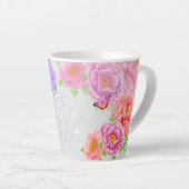 Romantische pioenrozen tuin beste moeder grijs latte mok (Rechterhoek)