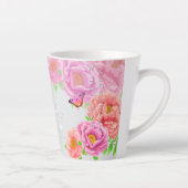 Romantische pioenrozen tuin beste moeder grijs latte mok (Rechts)