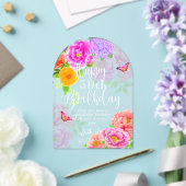 Romantische pioenrozen tuin Happy Birthday Acryl Uitnodigingen (Insitu (Huwelijk))