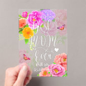 Romantische pioenrozen tuin Moederdag Acryl Uitnodigingen (Insitu (Draagbaar))