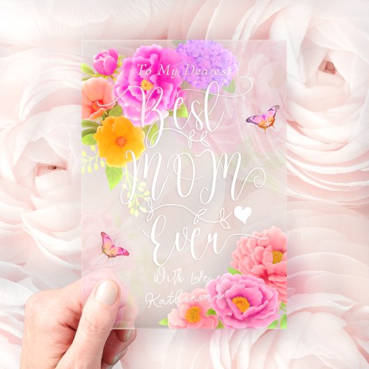 Romantische pioenrozen tuin Moederdag Acryl Uitnodigingen