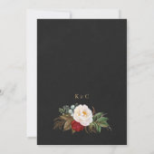 Romantische Pioenrozen Zwart & Goud Boho Script Save The Date (Achterkant)