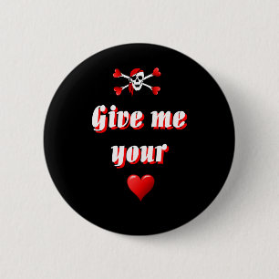 Romantische piraat en Valentines houden van harten Ronde Button 5,7 Cm
