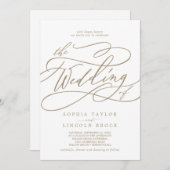 Romantische platte goudkalligrafie in één keer kaart (Voorkant / Achterkant)