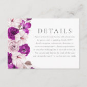Romantische Plum & Blush Waterverf Trouwdetails Informatiekaartje (Voorkant)